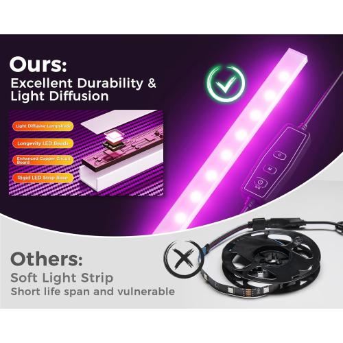 AODK L Shaped Desk Gaming Desk with LED Light & Power Outlet, 53 Inch Reversible L Shaped Computer Table with Shelf & Storage Bag & Hook for Home Office, Black