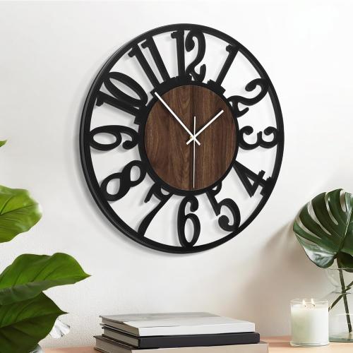 LEIKE 12in Arabic Numeral Wall Clock Battery Operated Black, Silent Non Ticking, Wall Clocks for Living Room Decor, Small Classic for School, Office, Home, Kitchen, Bedroom