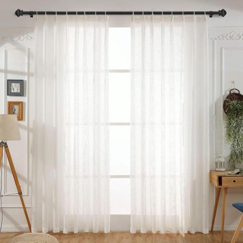 Curtain Rods for Windows 2 Pack 36-124 inch, 5/8 inch Matte Black Curtain Rod Adjustable by Splicing for Bedroom Kitchen Living Room
