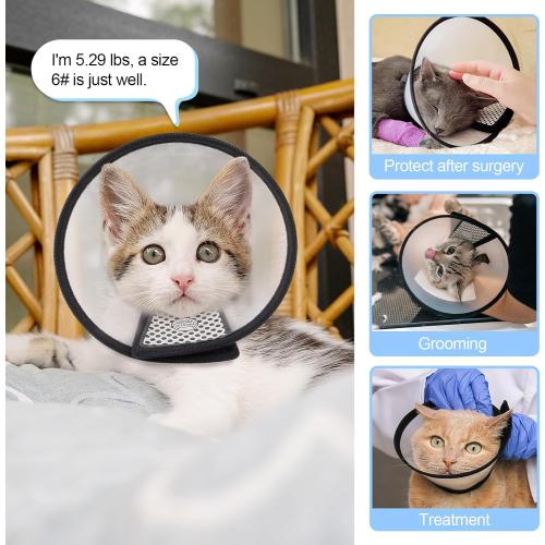 Depets Adjustable Recovery Pet Cone E-Collar for Cats Kittens Rabbits, Plastic Elizabeth Protective Collar Wound Healing Practical Neck Cover, Neck Girth 6.1 in