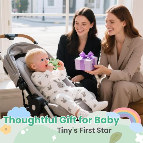 Star-Shaped Vibrating Teether for Baby & Sensory Chew Toys for Autistic Children, Toddler Travel Essential, Food-Grade Silicone, 3X Vibration Settings