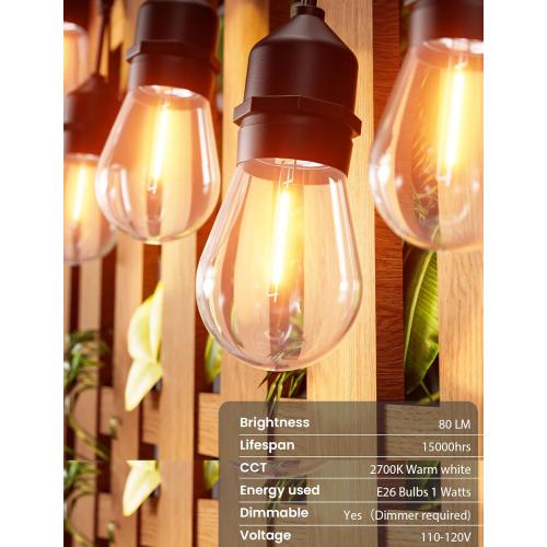 Svater Outdoor String Lights Led 105FT, Commercial Grade Patio Light with 1W Dimmable S14 Shatterproof Bulbs, ETL Listed Heavy-Duty Outside Waterproof Cafe Bistro Market Lighting Warm White