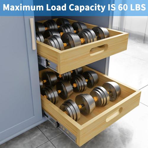 Wooden Pull Out Cabinet Organizer, 1PC 21” W x 21” D Soft Close Slide Out Wood Drawer Storage Shelves for Kitchen, Base Cabinet Organization for Pantry, Finished, Heavy-Duty, Bottom Assembly