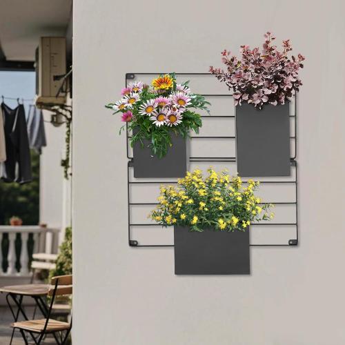 Kassell vertical wall planter  with 3 Pots for Indoor and Outdoor,Wall Mounted Plant Holder,Vertical Garden Wall Planter for Vegetables,Flowers,Herbs (Black)