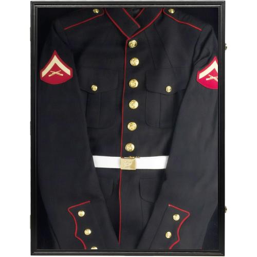 Large Jersey Display Case Frame Deep Shadow Box with Room for XL Baseball Football or Hockey Military Uniform Baseball Bat or Military Saber - Collector's 98% UV Protection Acrylic Door Black Finish