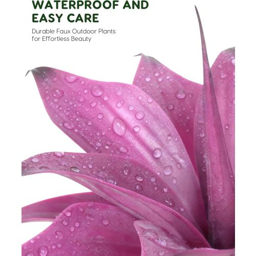 Velener 14 Inch Artificial Agave Plants, UV Resistant Fake Outdoor Plants, Small Faux Plants for Indoor Decor(Purple)-2 Pack