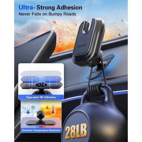 pop-tech Car Phone Mount for Socket Grip, Adjustable Strong Sticky Cell Phone Holder, Dashboard Adhesive Socket Car Mount Compatible with Thick Wallet Grip for iPhone Samsung Card Holder