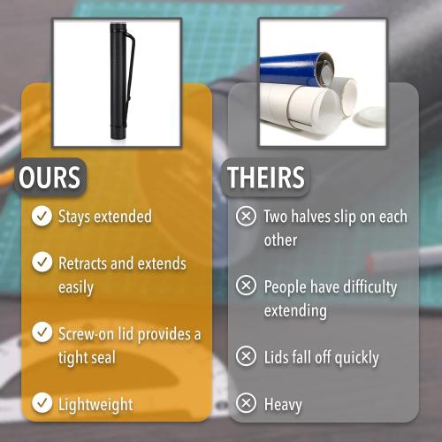 Mr. Pen- Poster Tube, 25 to 40, Extendable Poster Tube with Strap, Poster Carrying Case, Back to School Supplies