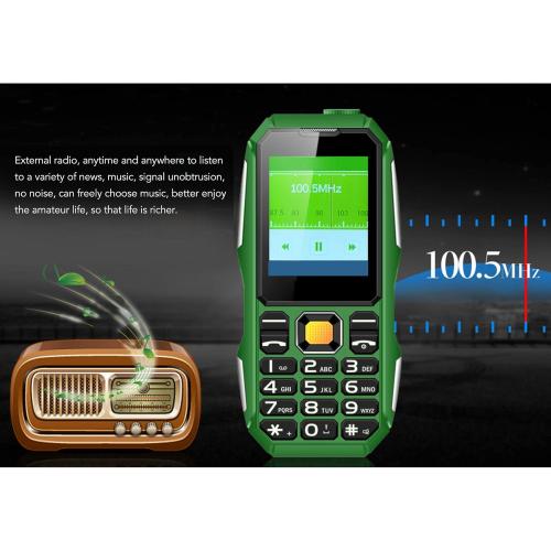 Mini Rugged Cell Phone for Senior, 1.8 Inch Drop Proof and Dust Proof Outdoor Mobile Phone, 5800mAh Battery 32MB Unlocked GSM Cell Phone (OD Green)