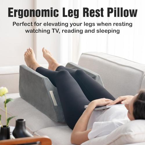 LightEase Post-Surgery Leg, Knee, Ankle Elevation Double Wedge Pillow, Memory Foam Leg Elevating Pillow for Injure, Sleeping, Foot Rest, Reduce Swelling