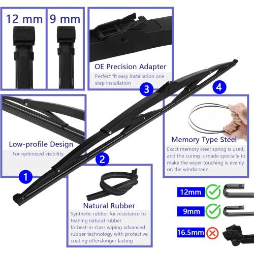 32 Wiper Blades for Rv or Motorhome rv windshield wipers 12mm 9mm J Hook with 1pcs Car wash towel And 2pcs Wiper Blades And 2 Pcs Refills 32/32