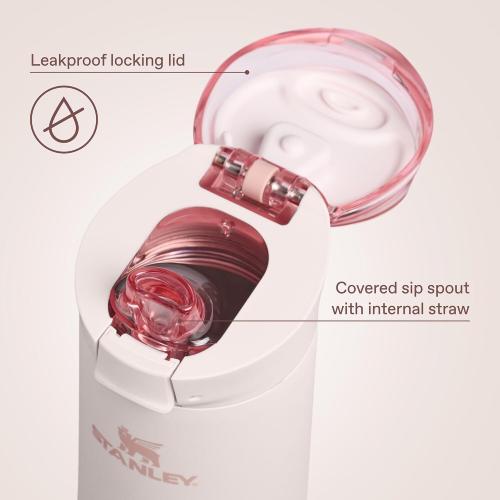 STANLEY Flowstate Spring Bottle, 20 oz, Rose Quartz | Leakproof Water Bottle with Carry Strap & Flip-Top Locking Lid | Insulated Stainless Steel | Fits Most Cup Holders | BPA-Free