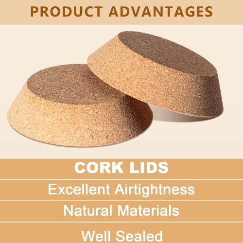 Kathfly 2 Pcs Tapered Cork Stoppers for 3.74-4.0 Inch Jar Openings, Large Cork Canning Jar Lids Wood Plugs Glass Wine Bottle Lids for Home Bar Kitchen Accessories, 4.5 Top and 3.74 Base (Large)