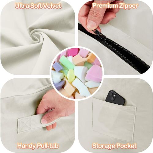 Homguava 3FT Bean Bag Chair: 3' Bean Bags with Memory Foam Filled, Large Beanbag Chairs Soft Sofa with Dutch Velet Cover-Purple