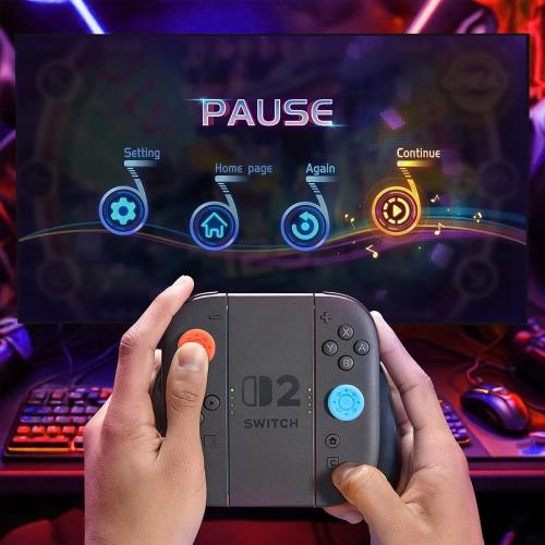 DLseego 6PCS Thumb Grips Designed for Nintendo Switch 2 2025, Soft Silicone Joycon Analog Controller Protective Anti-Slip Cover Button Joycon Joystick Caps Covers, 3 Heights, Wheel - Blue Orange