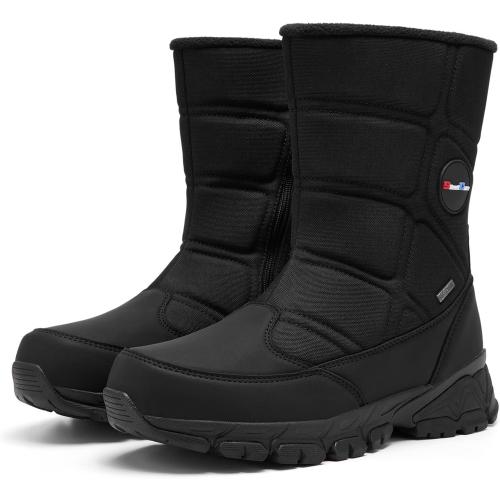 Size 12 men SILENTCARE Men's Winter Waterproof Snow Boots Warm Slip On Mid-Calf Zipper Booties Lightweight Outdoor Athletic