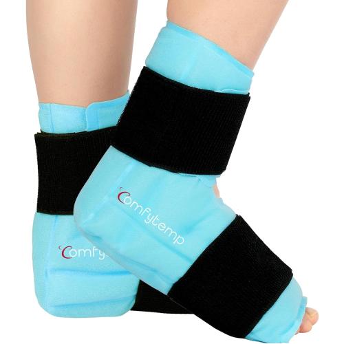 Comfytemp Large Ankle Foot Ice Pack Wrap for Plantar Fasciitis Relief, Ankles Brace for Sprained Ankle, Heel Spur, Swelling, Achilles Tendonitis, Pain, Hot & Cold Therapy, Surgery Get Well Gift, 2 Pcs