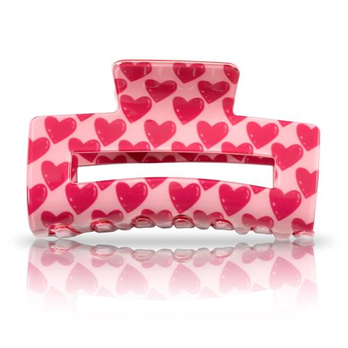 AEGYPIUS Red Claw Clip, 3.14 x 1.65 Inches Red Heart Valentines Hair Clips Hair Claw Heart Hair Clip Hearts Valentines Day Hair Clips Hair Accessories for Women