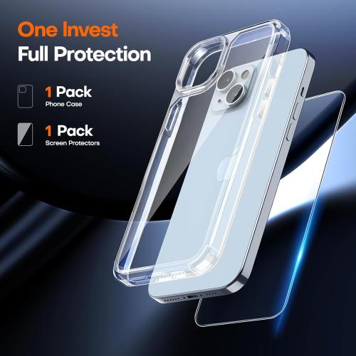 TAURI for iPhone 15 Plus Case Clear, Compatible with Magsafe, with Screen Protector, Military Grade Drop Protection Shockproof Case for iPhone 15 Plus 6.7 Inch | 3 in 1, Not Yellowing, 6.7 Inch