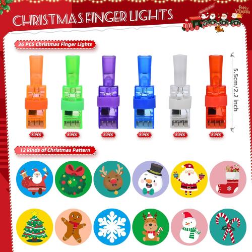 Christmas Party Favors for Kids, 36pcs Christmas Finger Lights Toys for Kids Boys Girls Classroom Rewards Xmas Sock Filler Gifts