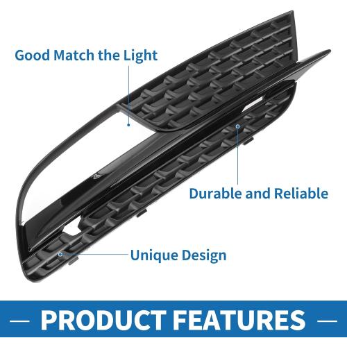 Fog Light Grill No.8T0807681H/8T0807682H 20.28x5.12 Front Lower Bumper Fog Light Cover Inserts for Audi A5 2013-2017 ABS Black