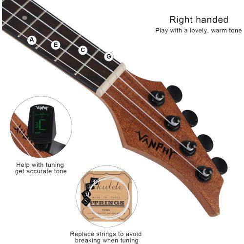 Electric Ukelele Concert Ukulele Acoustic Electric Uke with Equalizer 23 inch ukulele for adults Beginner with Starter Ukele Kit Include Ukulele Case Tuner Strap String Picks Clean Cloth