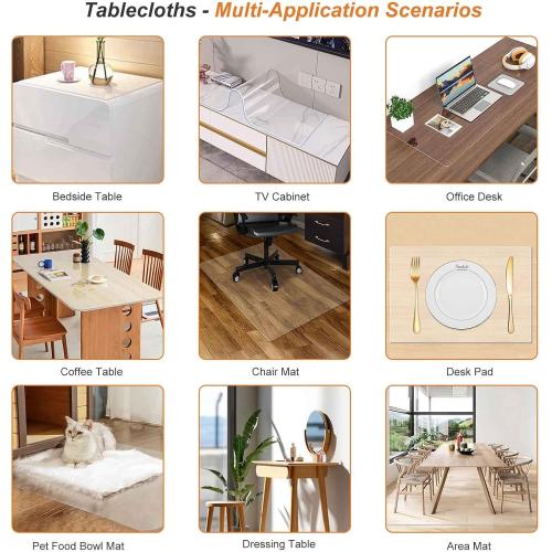 Clear Plastic Table Top Protector Cloth Waterproof Oilproof Stain Resistant Wipeable 2mm Thick Table Cover for Dresser End Table Workbench Computer Desk(39.4x118.1in/100x300cm)