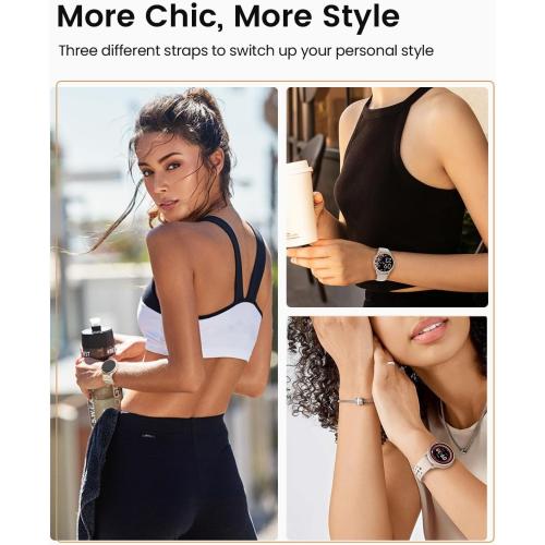 Smart Watches for Women(Answer/Make Calls), 1.27'' AMOLED Screen Activity Trackers with Heart Rate/Sleep/SpO2 Monitor, Smartwatch for iPhone/Samsung/Android, 120  Sport Modes IP68 Fitness Watch 3Bands