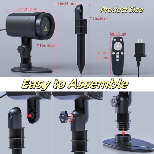 Laser Christmas Projector Lights Outdoor, Waterproof with Remote, Multiple Classic Christmas Patterns for Garden Outdoor, Indoor Home Party Christmas Décor Christmas Gift