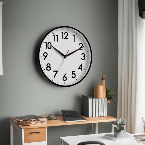 AKCISOT 16 Inch Wall Clock Large Silent Non-Ticking Wall Clocks Battery Operated - Analog Classic Clock Decorative for Living Room, Office, Home, School(Black)