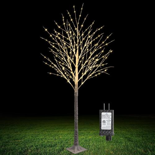 6FT 500 LED Lighted Birch Tree with Twinkle Lights, LED Birch Tree with Timer for Outdoor Indoor Home Party Yard Easter Christmas Decoration (Warm White Light)