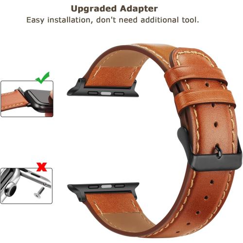 Tasikar Bands Compatible with Apple Watch Band 49mm 46mm 45mm 44mm 42mm Genuine Leather Replacement Straps Compatible with Apple Watch Ultra 3 2 1 SE Series 11 10 9 8 7 6 5 4 3, Classic Brown
