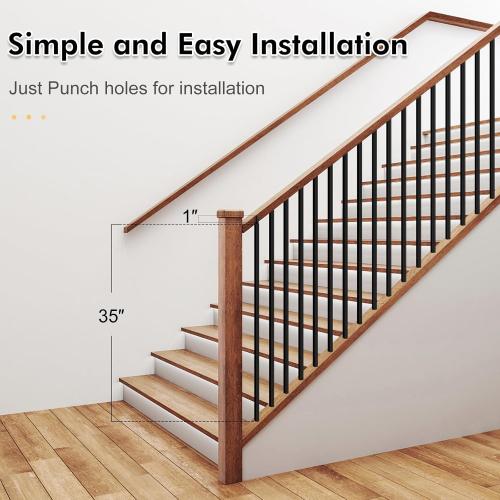 10 Pack Iron Stair Balusters, 36 Balusters for Staircase Interior, Stair Spindles Hollow Single Basket with Knuckles Double Twist 1/2 Square Metal Stair Wrought Iron Balusters, Black