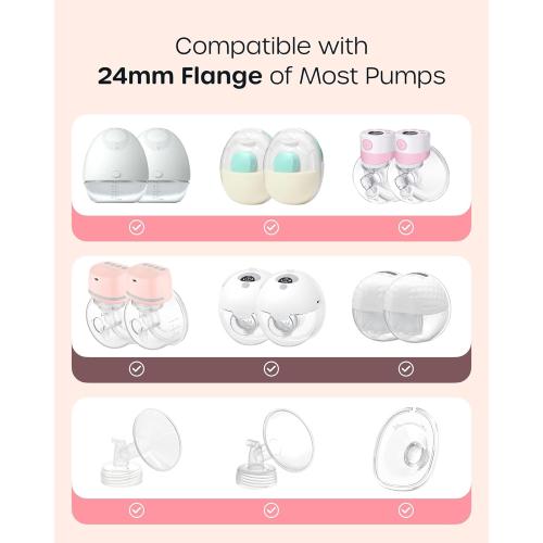 Nuliie 3-in-1 Flange Sizing Kit 13/15/17/19/21mm for 24mm Electric Double Breast Pump Flange/Shield, 10PCS Silicone Flange Inserts to Boost Pumping Efficiency & Comfort, BPA-Free Essential for Moms