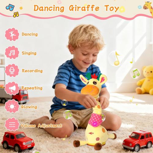 Dancing Giraffe Toy Stuffed Animal Baby Toys Singing Song Toddlers Toy Repeats What You Say Glowing Musical Toy for Baby Birthday Gift Groovy Giraffe Toy