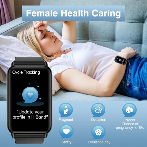Black 1.96 Blood Pressure Watch, Smart Watch, Blood Pressure Watch for Men, 1.96'' Touchscreen Waterproof Smart Watch with Blood Pressure/Heart Rate Compatible for Android/iOS, Black