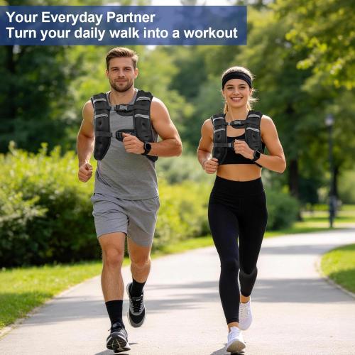 Zikopomi Weighted Vest Woman Man, 6lb/8lb/12lb/16lb/20lb/25lb/30lb Weight Vest with Reflective Stripes for Workout, Strength Training, Running, Fitness, Muscle Building, Weight Loss, Rucking Vest