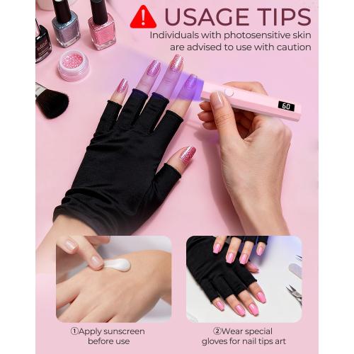 UV Nail Light Handheld UV Light for Nails 3W Portable Led Lamp with 2 Timer Settings 20/60s for Gel Polish Home DIY Salon Women(Pink)