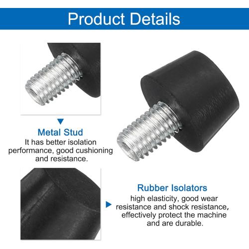 uxcell 8Pcs Thread Adjustable Levelling Feet, 0.98 x 0.71 Rubber Furniture Feet with M10 x 14mm Studs for Table Chair Feet Floor Protector, Black