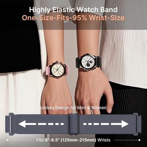 Fullmosa Water-resistant Quick Release Watch Bands 18mm 20mm 22mm 4 Pack Nylon Elastic Braided Watch Straps, Soft Adjustable Solo Loop Wristband for Women Men