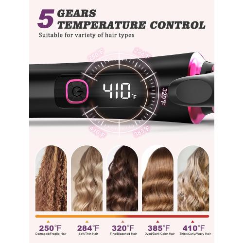 Mini Travel Curling Iron 1 Inch,Dual Voltage with European Plug Adapter | Small Curling Iron for Short Hair,110~240V Dual Voltage, Anti-Scald Cover,Auto-Off,5 Temp Digital Settings