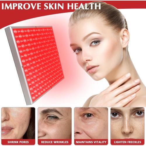 Red Light Therapy Lamp, LED Panel Deep 660nm and Near Infrared 850nm Light Combo, Red Light Therapy Device for Body and Face, Skin Beauty, Pain Relief of Muscles and Joints, Silver(Square)