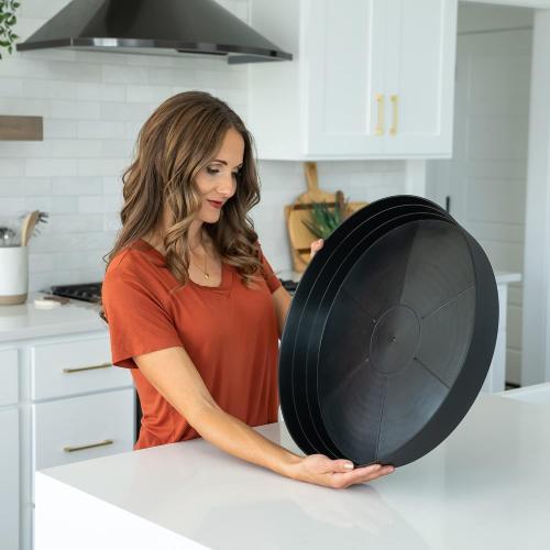 Garden Hour 18 Pack of 2 Large Plant Saucers for Potted Plants & Felt Mat for Floor Protection - Plastic Plant Trays for Indoors No Holes - Extra-Deep Drip Trays for Potted Plants - 18W x 3D in.