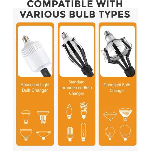 Upgraded 12FT Light Bulb Changer for High Ceilings, High Reach Light Bulb Removal Tool with Baskets and Suction Cup and Pole Extension for Recessed Lights and Standard Bulbs