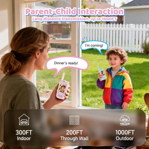Video Walkie Talkie Toys for Age 3-12 Boys Girls, 2 Pack Walkie Talkies with Screen, Long Range 2 Way Radio with 4 Voice Effects, Christmas Birthday Gifts for Kids Indoor Outdoor Camping