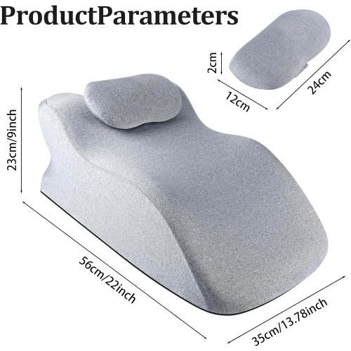 Ergonomic Contoured Support Pillow, Angle Wedge Memory Foam Pillow, Multi-Functional Neck Back Waist Pillow for Bed Sleeping & Reading, with Removable Pillowcase Light Gray