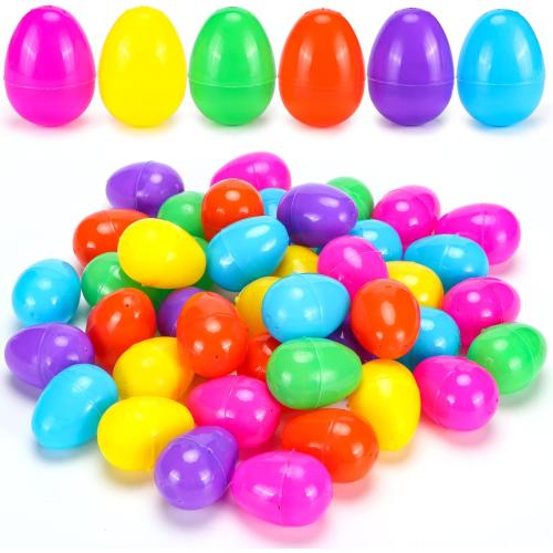 NEWBEA 2000 Pcs Easter Eggs,2.4 Assorted Bright Colors Plastic Easter Eggs Easter Eggs Empty for Easter Hunt, Basket Stuffers Fillers, Easter Themed Decorations