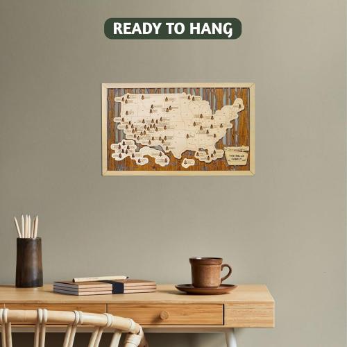 HYPERI US National Parks Map Travel Map, National Park Tracker Checklist, Natural Wall Art, Traveler Gifts for Mom, Dad, Coworker, (National Park Map - Wooden Box)