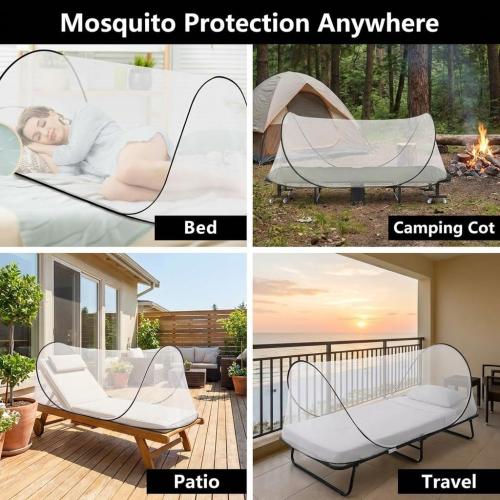 Pop Up Mosquito Tent, Extra Large Foldable Bed Net for Travel | 77 x 30 x 23 in bug net with double zipper, lightweight frame and carry bag for camping or patio use