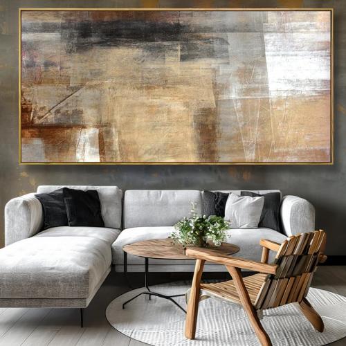 Wall Art Abstract Wall Decor Yellow Black Ink Canvas Painting Modern Artwork for Living Room Bedroom Dining Room Home Office Decor 30x60 with Framed